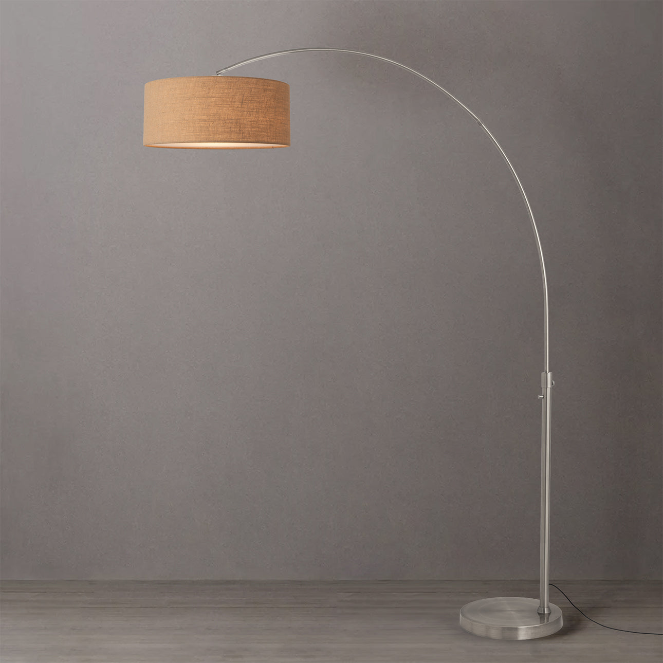 Nova of California 2110825BU Float 1-Light Arc Lamp in Satin Nickel