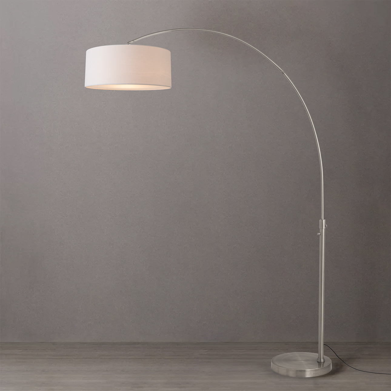 Nova of California 2110825WH Float 1-Light Arc Lamp in Satin Nickel