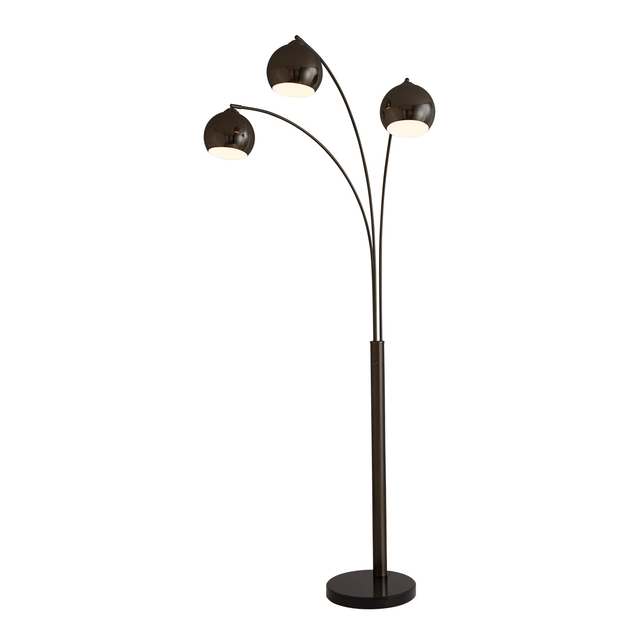 Nova of California 2310800BN Original 1962 Triplet 3-Light Arc Floor Lamp in Black Nickel / Black