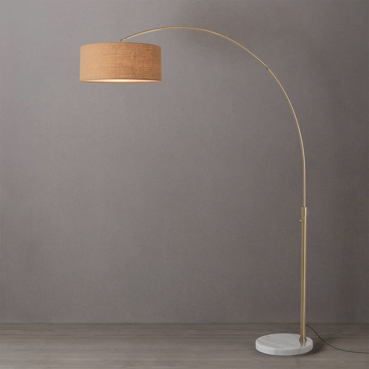 Nova of California 2110821BU Float 1-Light Arc Lamp in Weathered Brass / White