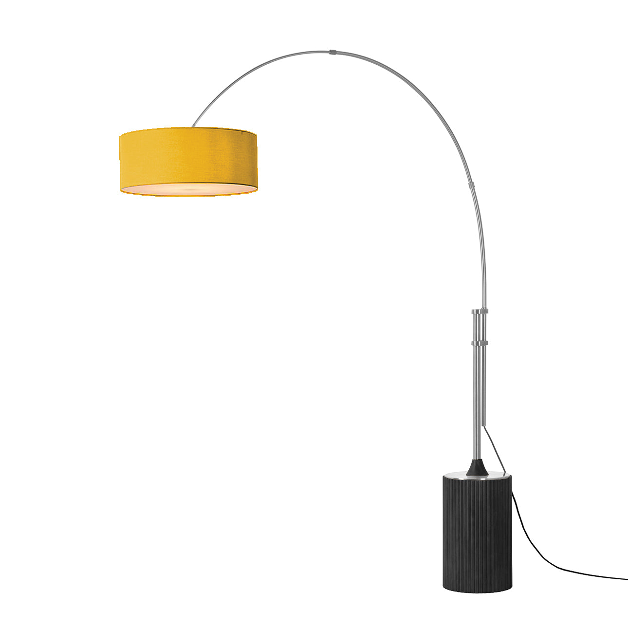 Nova of California 2110834MU Tambo Stretch 1-Light Arc Lamp in Satin Nickel / Black Oak