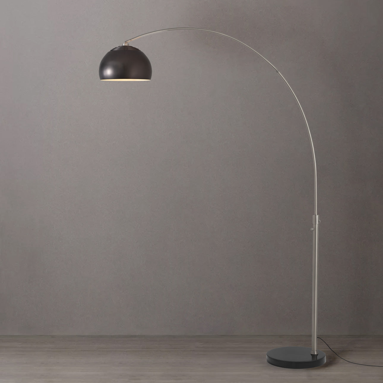 Nova of California 2113819BN Float 1-Light Arc Lamp in Satin Nickel / Black