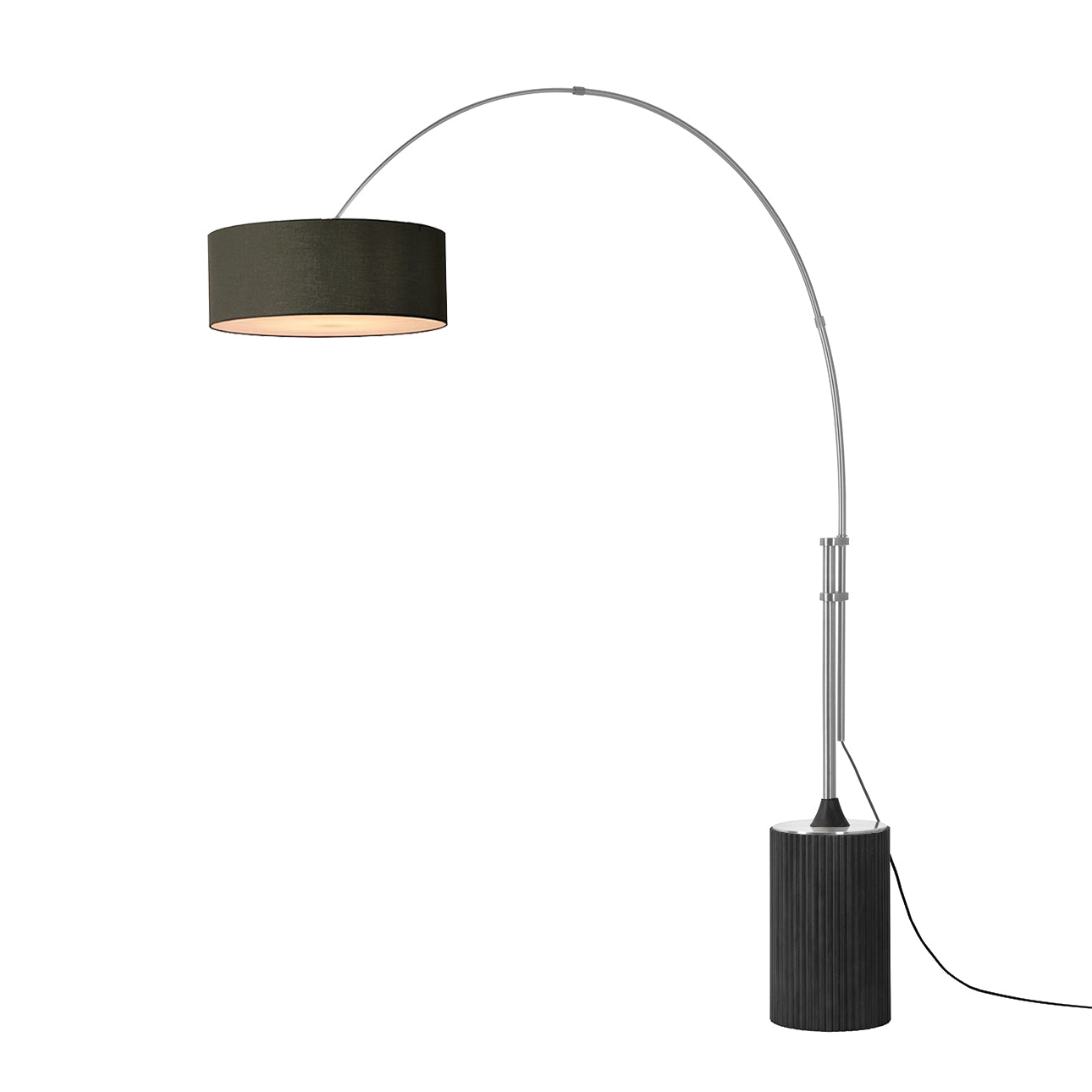 Nova of California 2110834BK Tambo Stretch 1-Light Arc Lamp in Satin Nickel / Black Oak