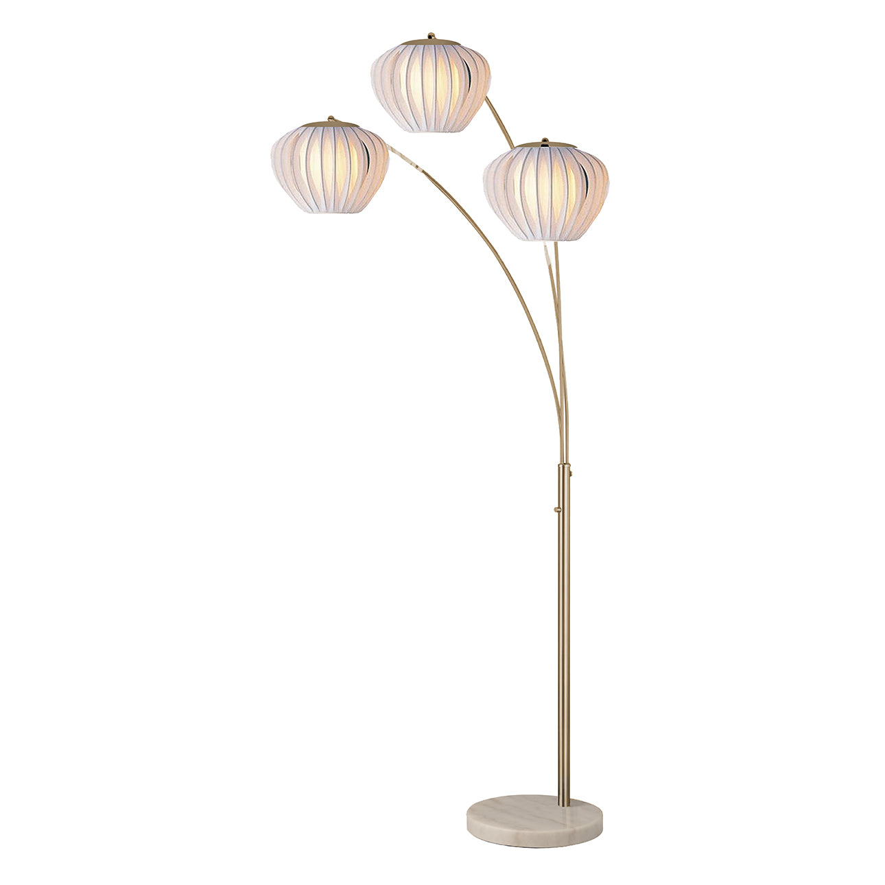 Nova of California 2310799WB Bloom 3-Light Arc Floor Lamp in Weathered Brass / White