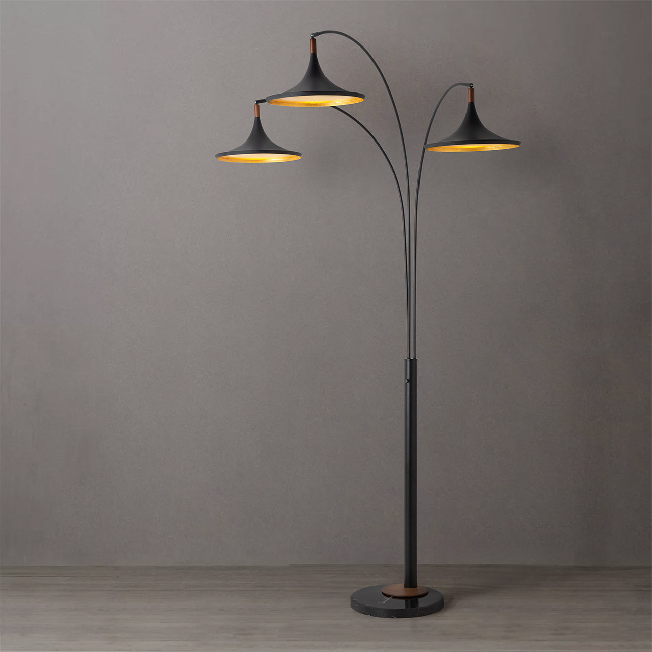 Nova of California 2310500MB Lodi 3-Light Arc Floor Lamp in Matte Black