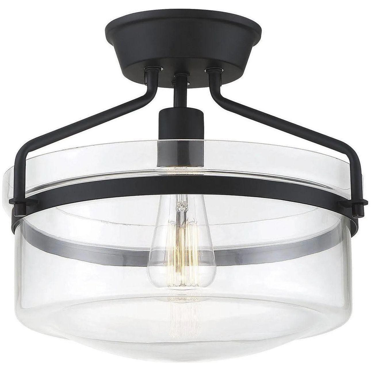 Meridian Lite Trends - Meridian One Light Semi Flush Mount - M60011MBK - Canada Light Shop