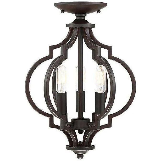Meridian Lite Trends - Meridian Three Light Semi Flush Mount - M60055ORB - Canada Light Shop