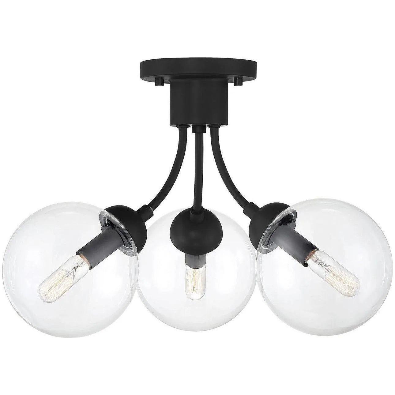 Meridian Lite Trends - Meridian Three Light Semi Flush Mount - M60060MBK - Canada Light Shop