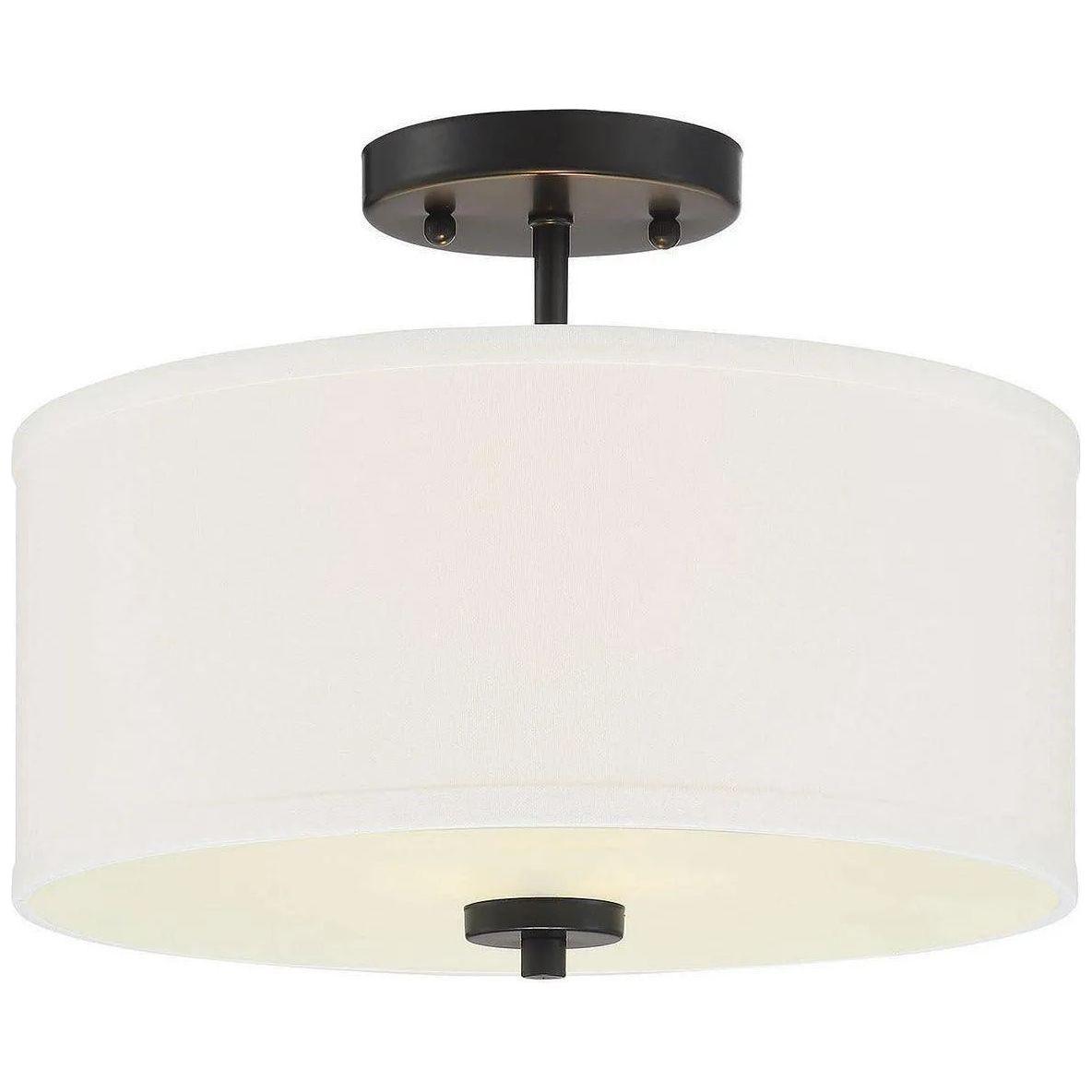 Meridian Lite Trends - Meridian Two Light Semi Flush Mount - M60008MBK - Canada Light Shop