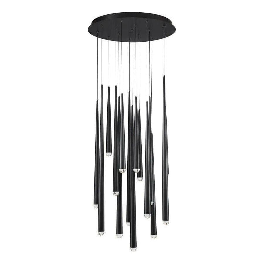 Modern Forms - Cascade LED Crystal Multi-Light Pendant, 15-Light - PD-41715R-BK - Canada Light Shop