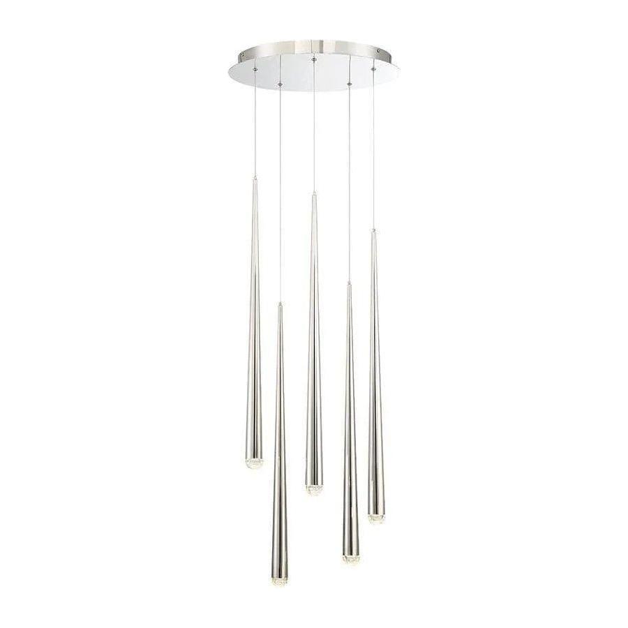Modern Forms - Cascade LED Crystal Multi-Light Pendant, 5-Light - PD-41705R-PN - Canada Light Shop