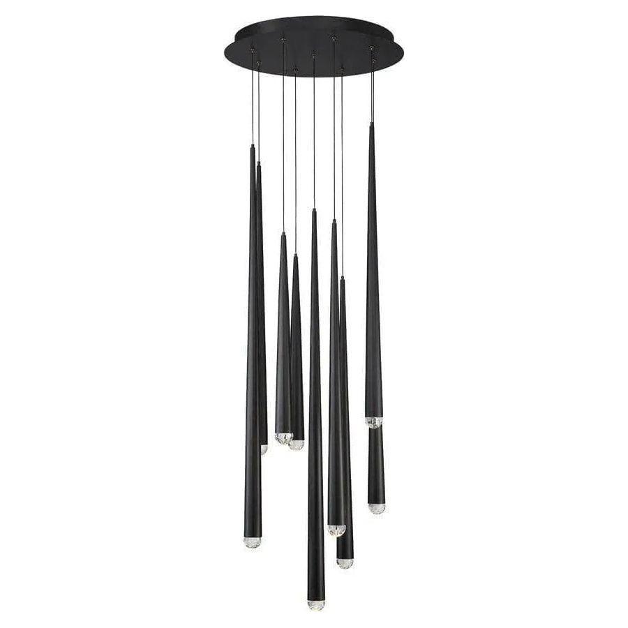 Modern Forms - Cascade LED Crystal Multi-Light Pendant, 9-Light - PD-41709R-BK - Canada Light Shop