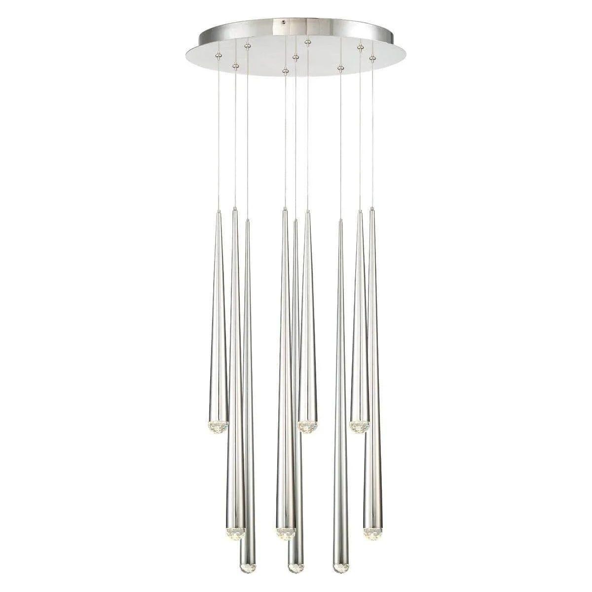Modern Forms - Cascade LED Crystal Multi-Light Pendant, 9-Light - PD-41709R-PN - Canada Light Shop