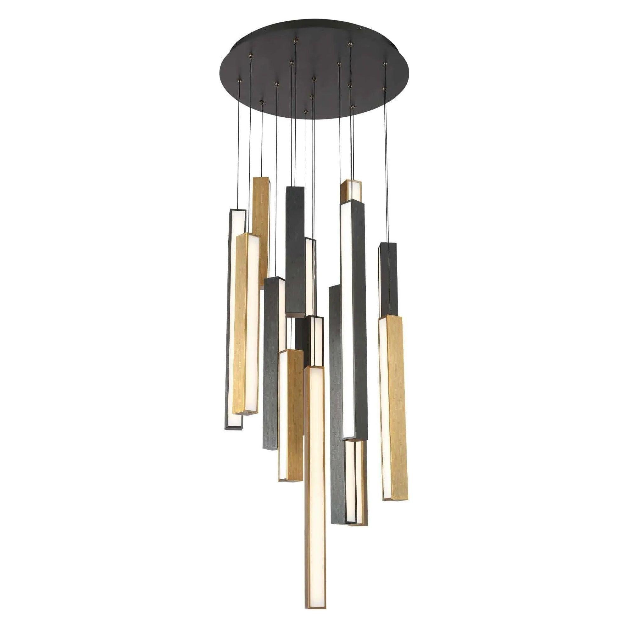 Modern Forms - Chaos LED Multi-Light Pendant, 15-Light - PD-64815R-BK/AB-AB - Canada Light Shop