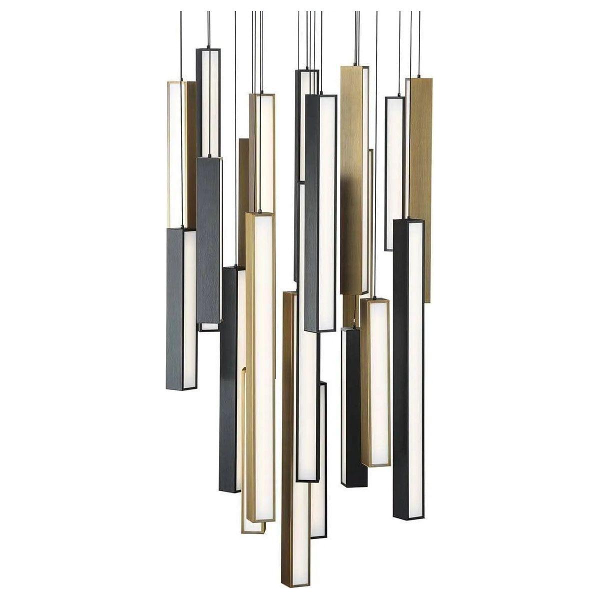 Modern Forms - Chaos LED Multi-Light Pendant, 21-Light - PD-64821R-BK/AB-AB - Canada Light Shop