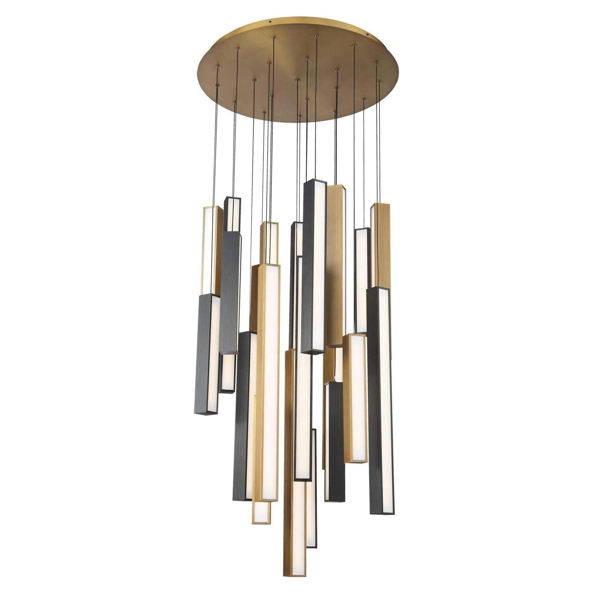 Modern Forms - Chaos LED Multi-Light Pendant, 21-Light - PD-64821R-BK/AB-BK - Canada Light Shop