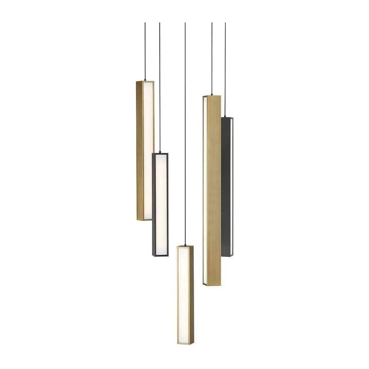 Modern Forms - Chaos LED Multi-Light Pendant, 5-Light - PD-64805R-BK/AB-BK - Canada Light Shop