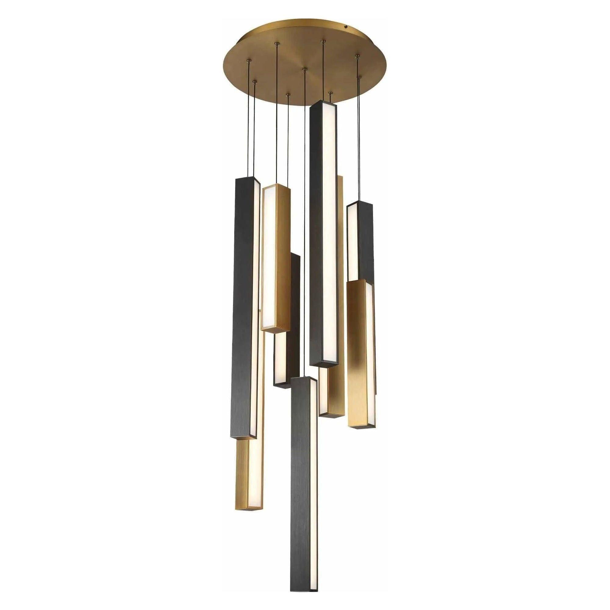 Modern Forms - Chaos LED Multi-Light Pendant, 9-Light - PD-64809R-BK/AB-AB - Canada Light Shop