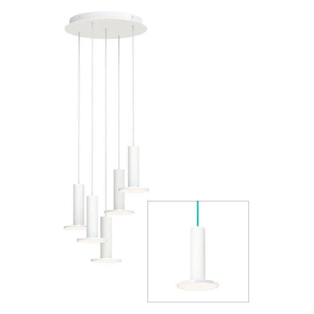 Pablo Designs - Cielo Chandelier 5 - CIEL CHND 5 WHT/WHT/TRQ - Canada Light Shop