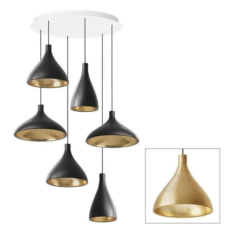 Pablo Designs - Swell Chandelier 6 - SWEL CHAN 2 MIX BRA/BRA - Canada Light Shop