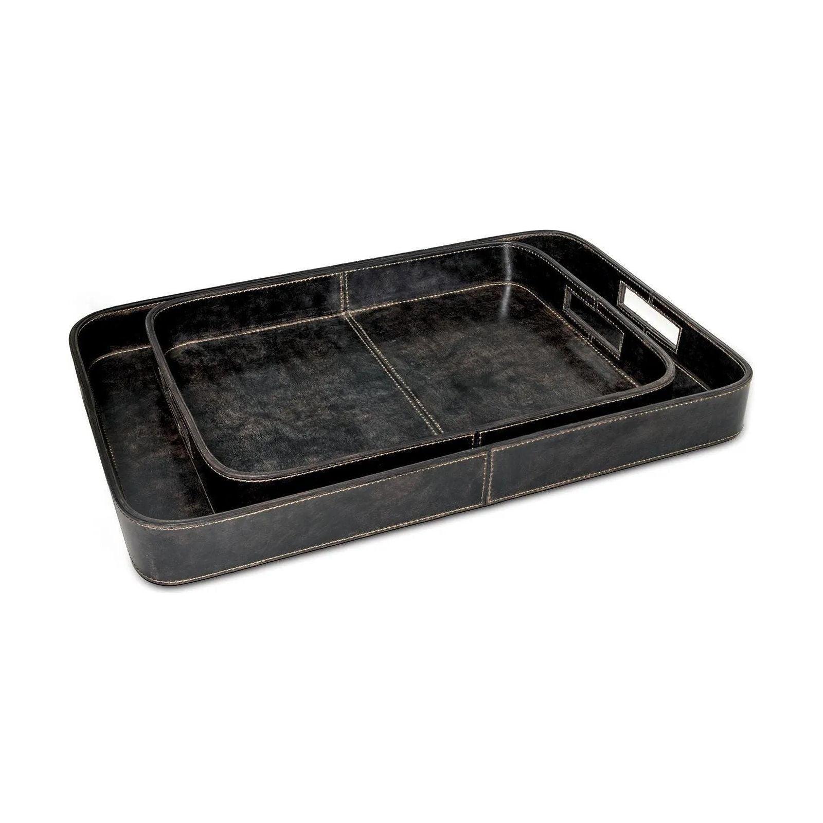Regina Andrew - Derby Rectangle Leather Tray Set - 20-1504BLK - Canada Light Shop