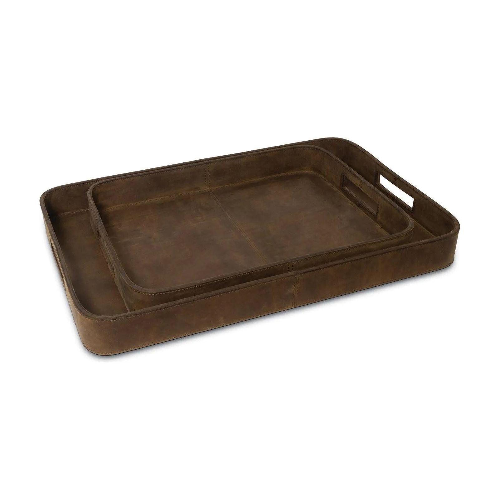 Regina Andrew - Derby Rectangle Leather Tray Set - 20-1504BRN - Canada Light Shop