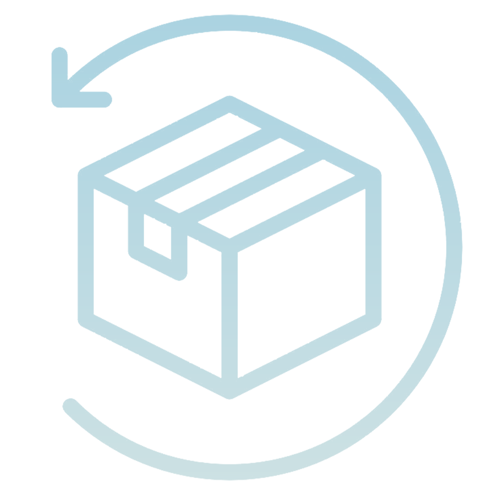 Return policy icon with box and circular arrow