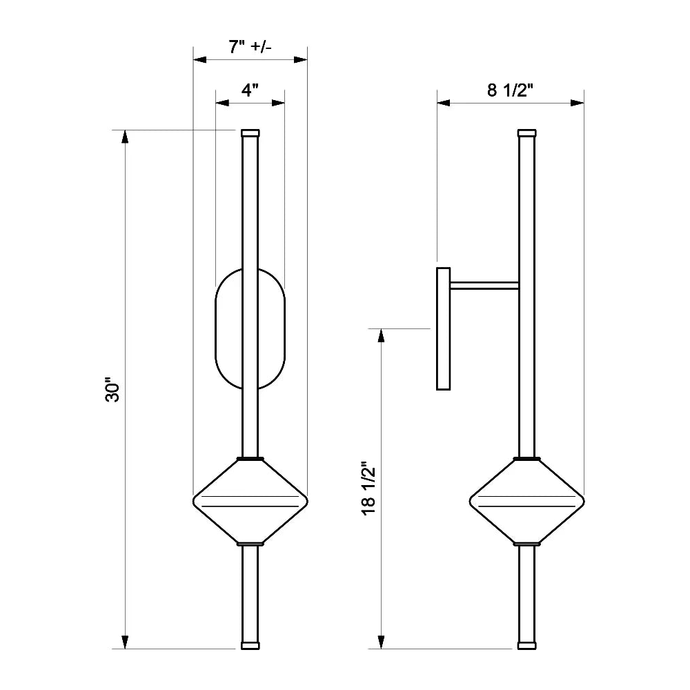 Ridgely Studio Works - Gem1 Wall Sconce - Fixed Arm - GEM1-WS-28-MB-FA-PL - Canada Light Shop