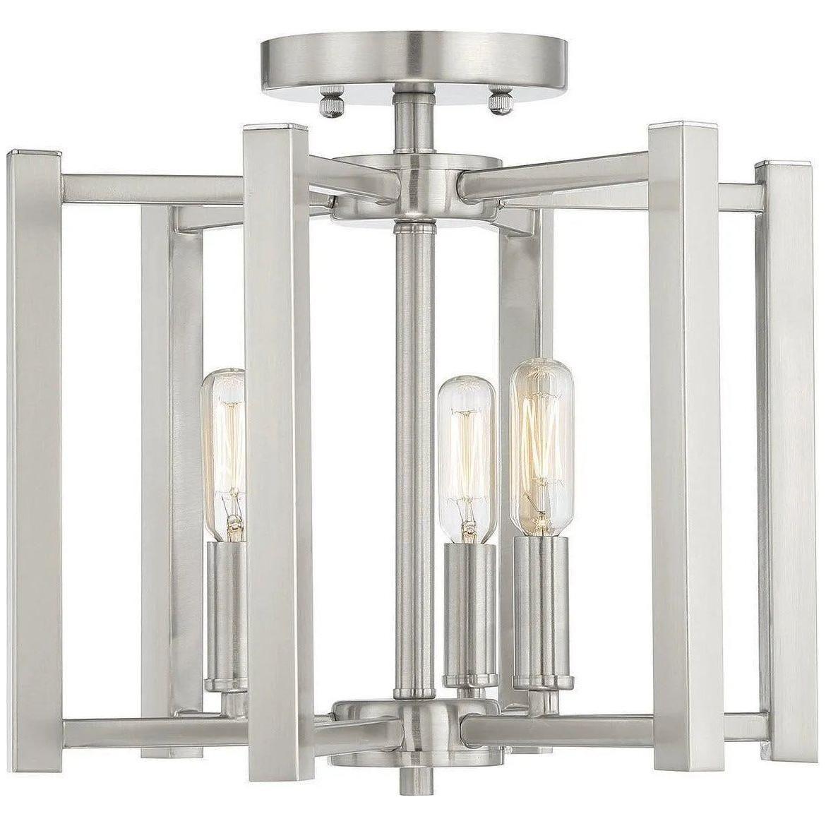 Savoy House - Benson Three Light Semi-Flush Mount - 6-7702-3-SN - Canada Light Shop