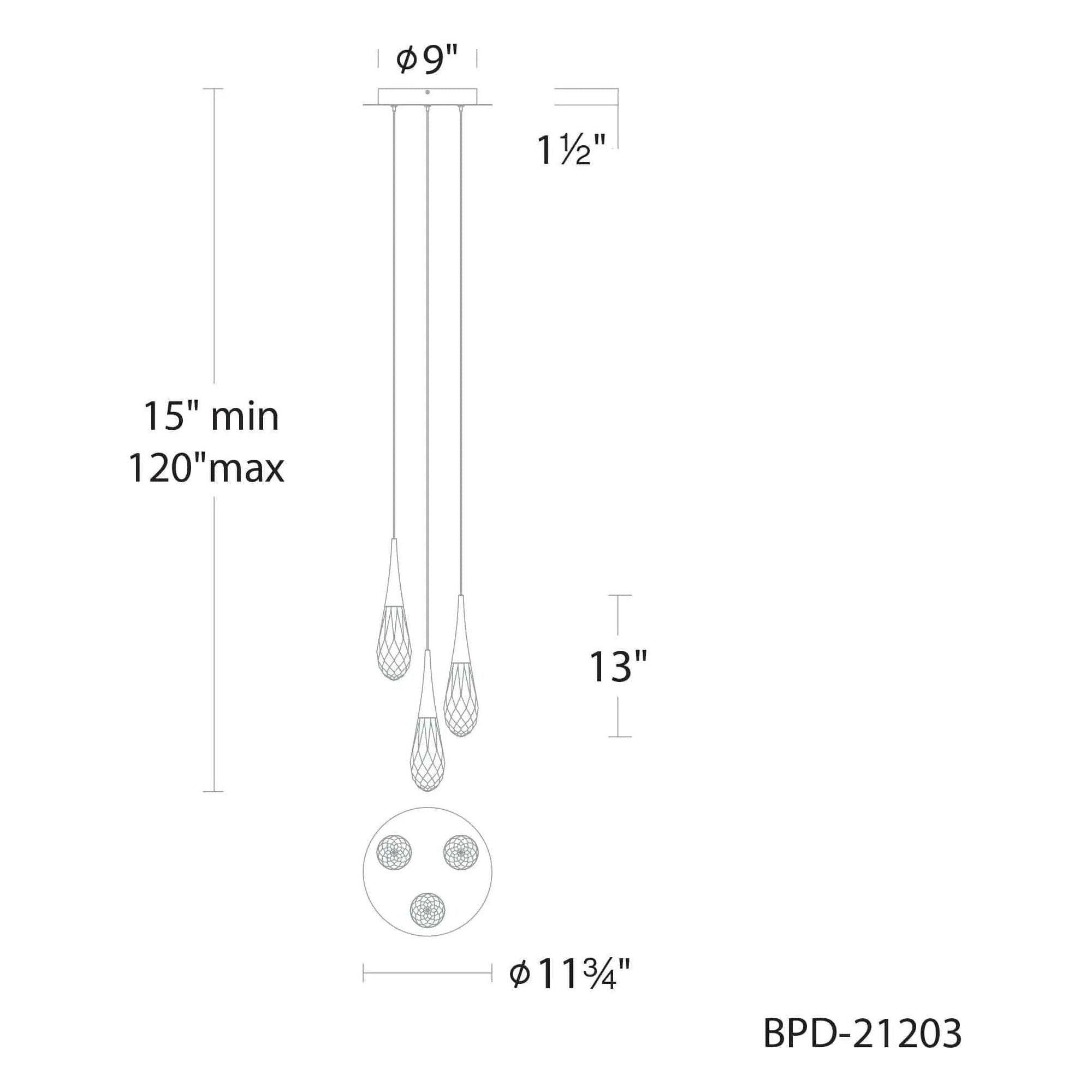 Schonbek Beyond - Hibiscus 3 Light LED Multi-Light Pendant - BPD21203-AB - Canada Light Shop