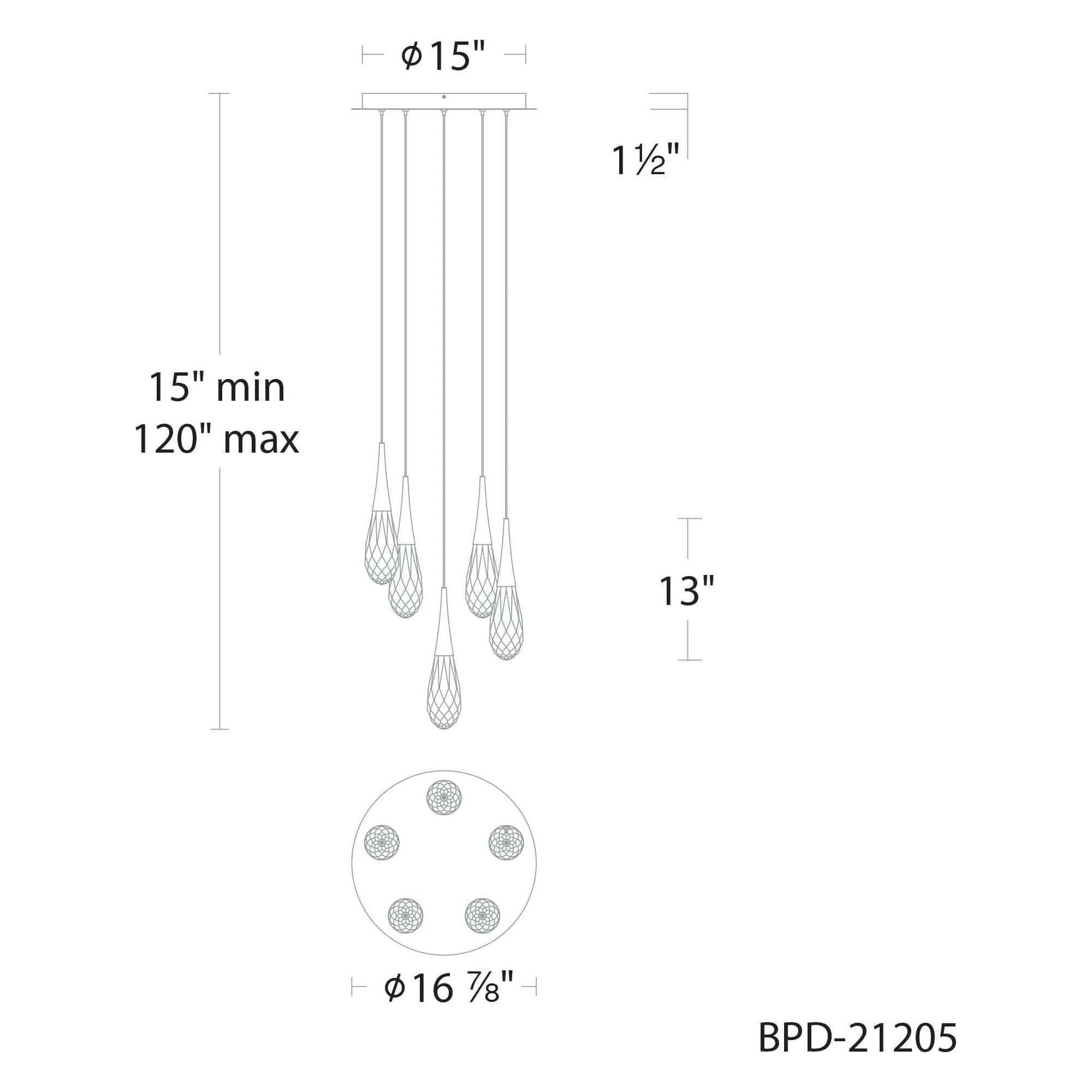 Schonbek Beyond - Hibiscus 5 Light LED Multi-Light Pendant - BPD21205-AB - Canada Light Shop