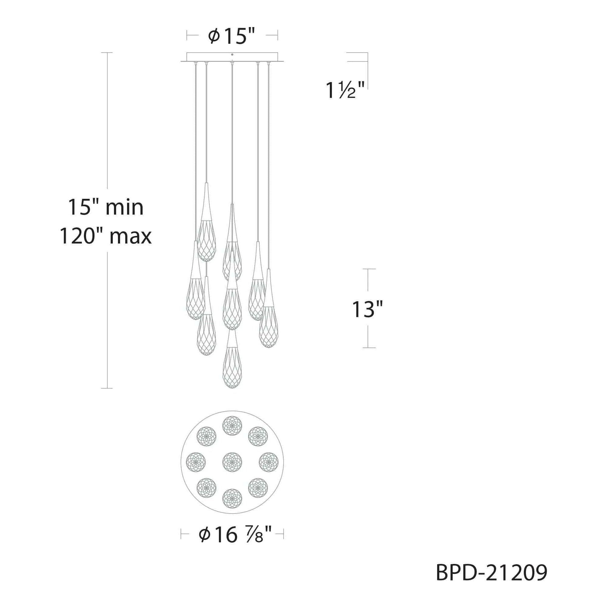 Schonbek Beyond - Hibiscus 9 Light LED Multi-Light Pendant - BPD21209-AB - Canada Light Shop