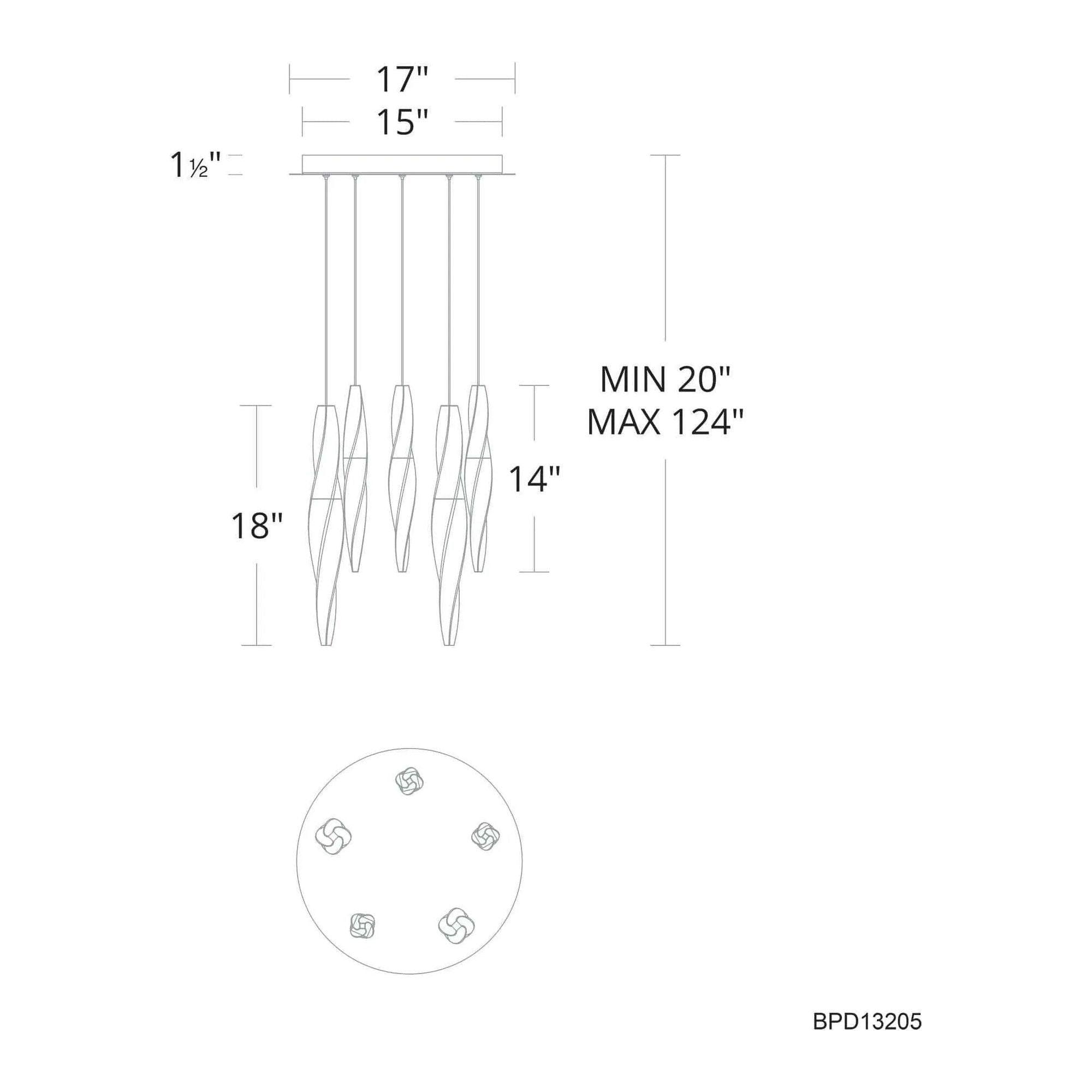 Schonbek Beyond - Kindjal 5 Light LED Multi-Light Pendant - BPD13205-AB - Canada Light Shop