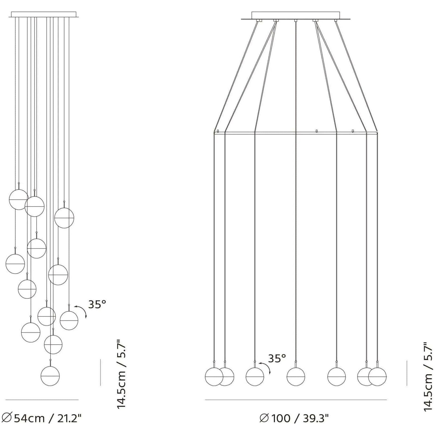 Seed Design - Dora Pendant Light 12 With Ring - SLD-1010PC12-CPR - Canada Light Shop