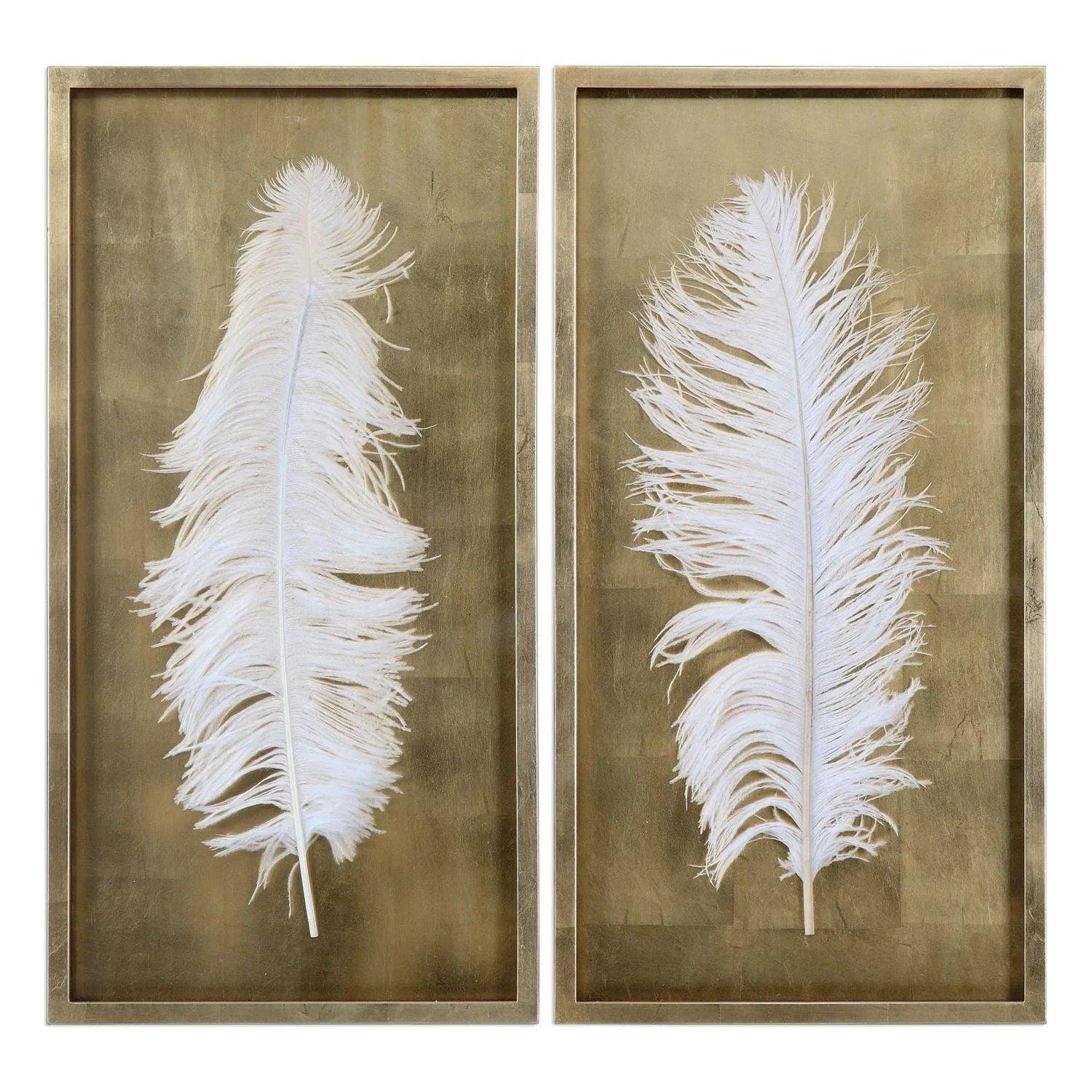 The Uttermost - White Feathers Shadow Box S/2 - 04057 - Canada Light Shop