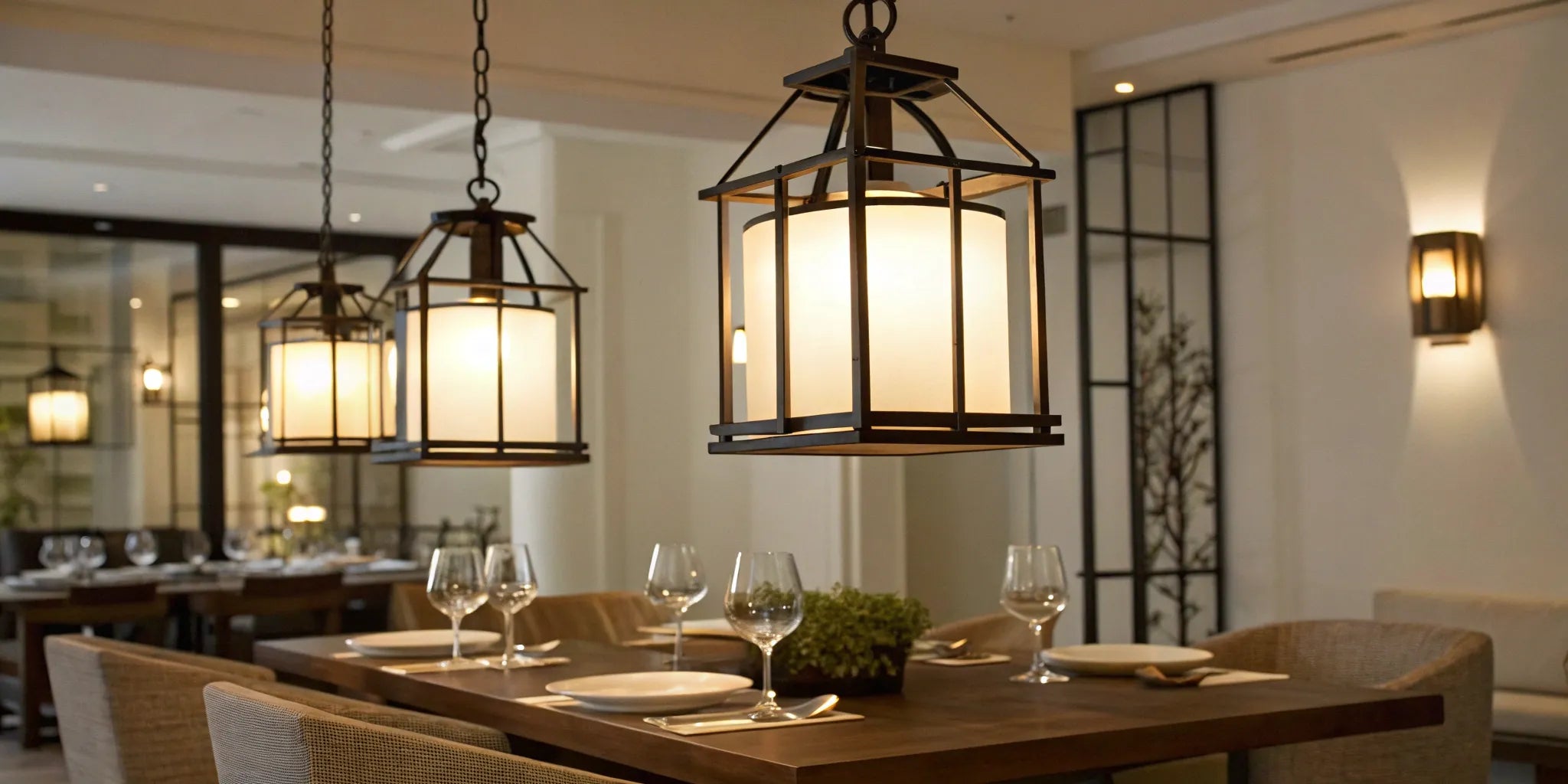 Battery-operated hanging lamp.