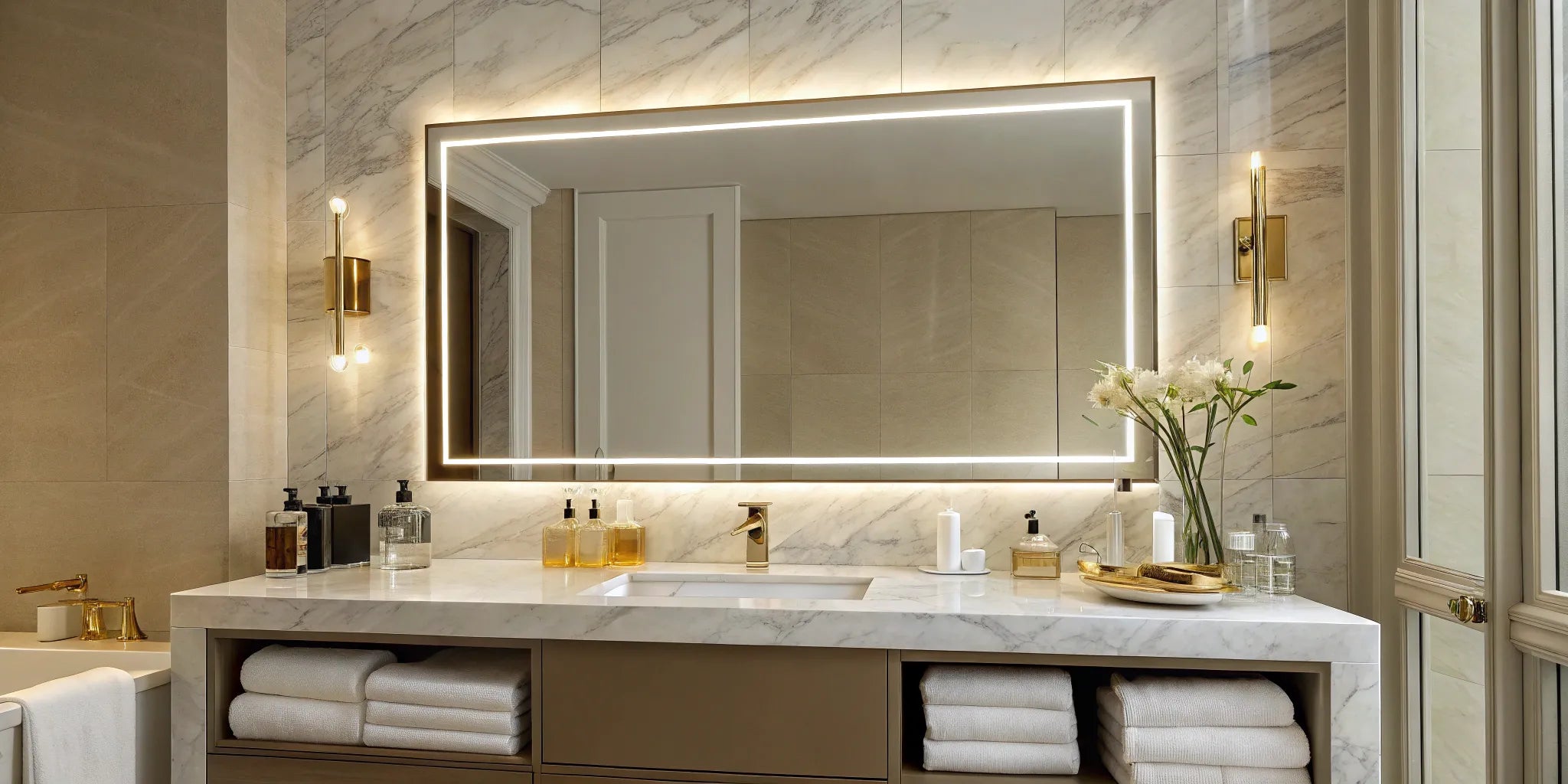 LED vanity mirror with lights.