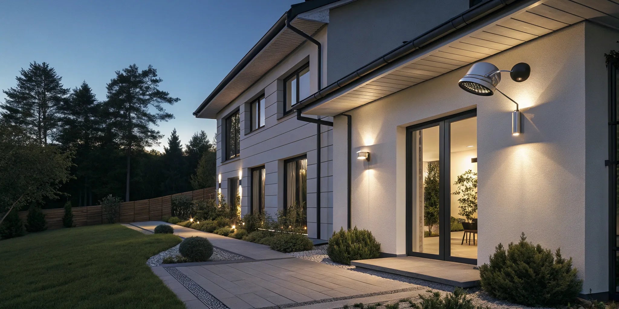 Outdoor security camera with integrated light.