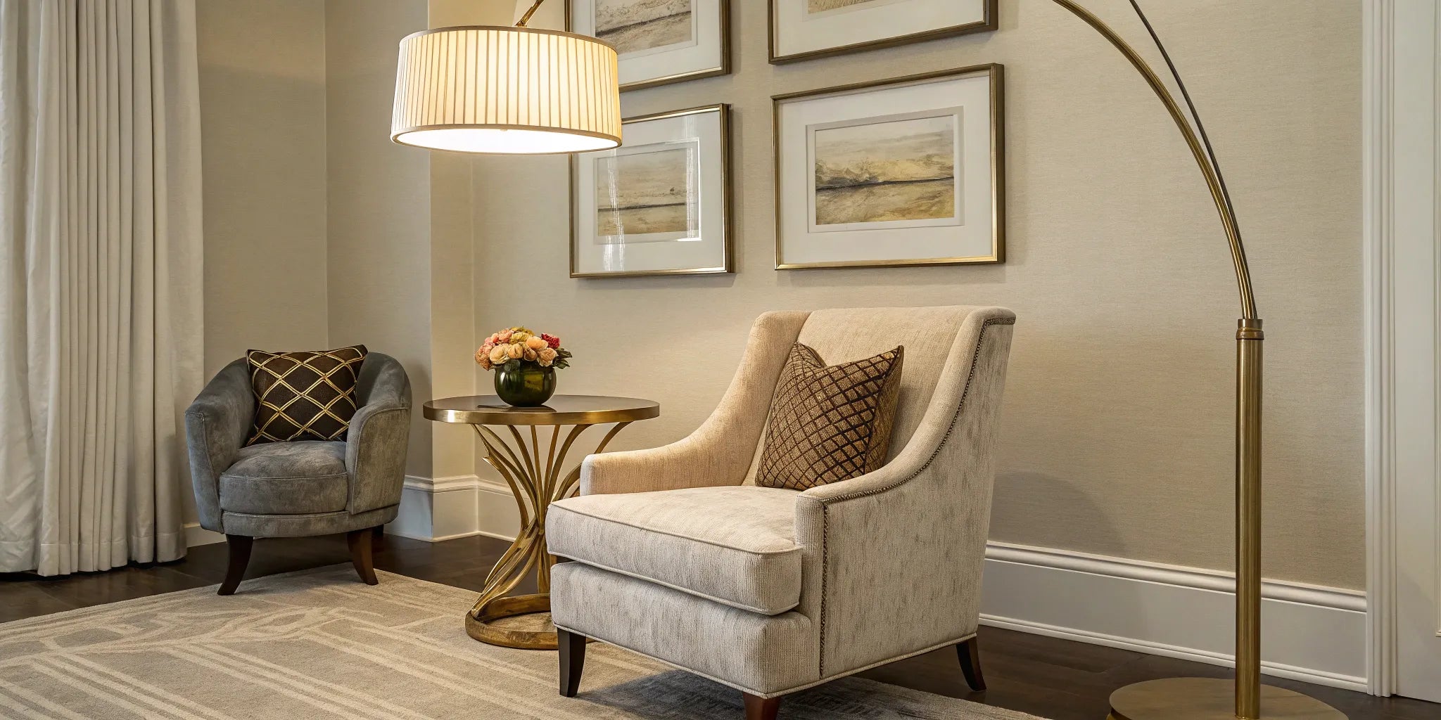 Floor and table lamp set.