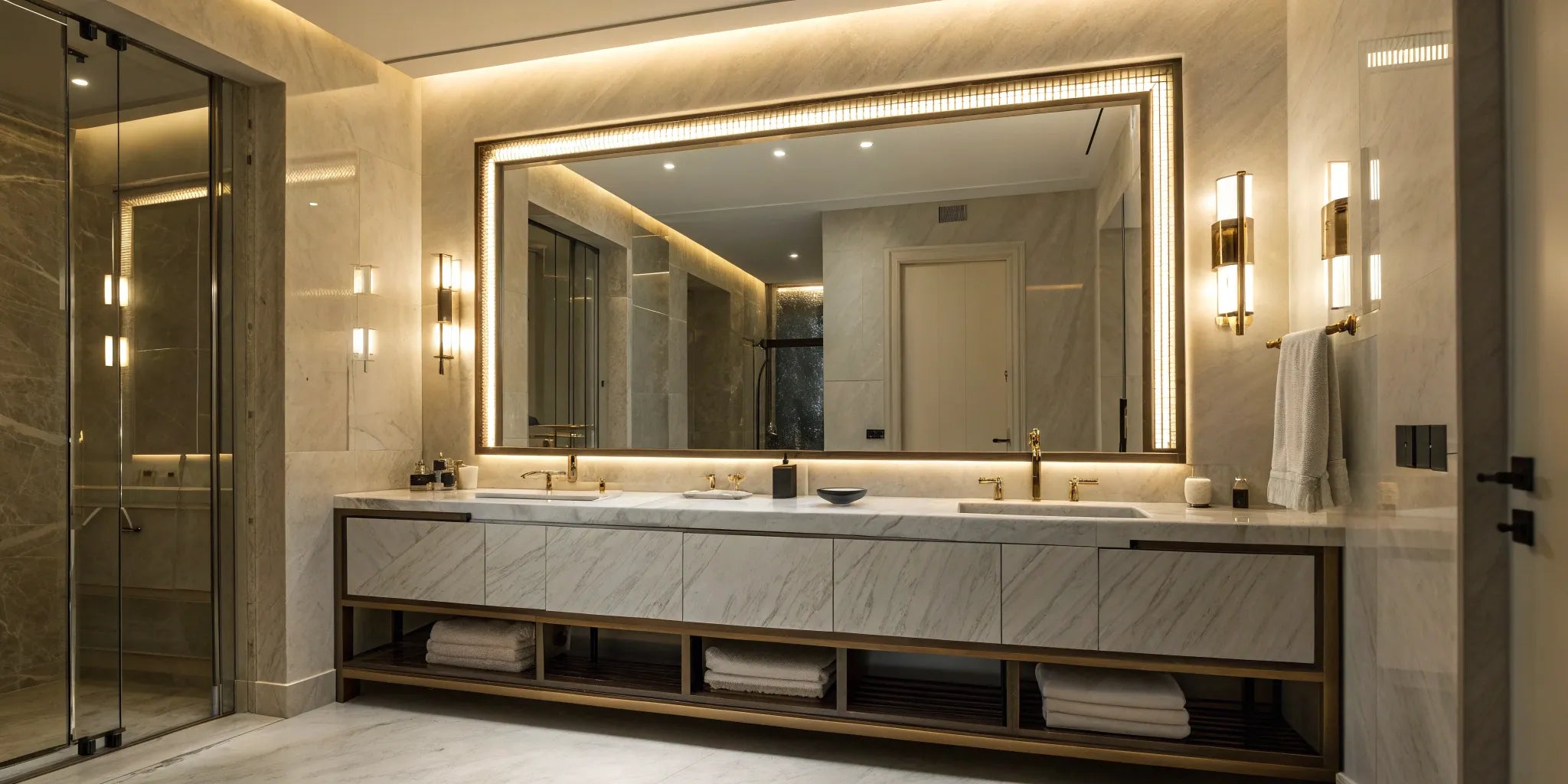 Vanity light bar above a bathroom mirror.