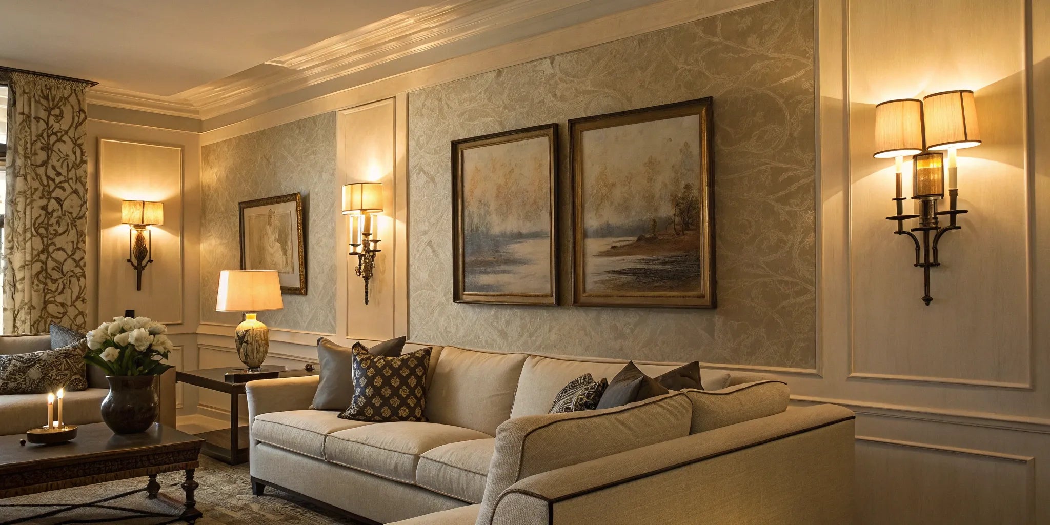 Wall sconces add elegant accent lighting to a room.