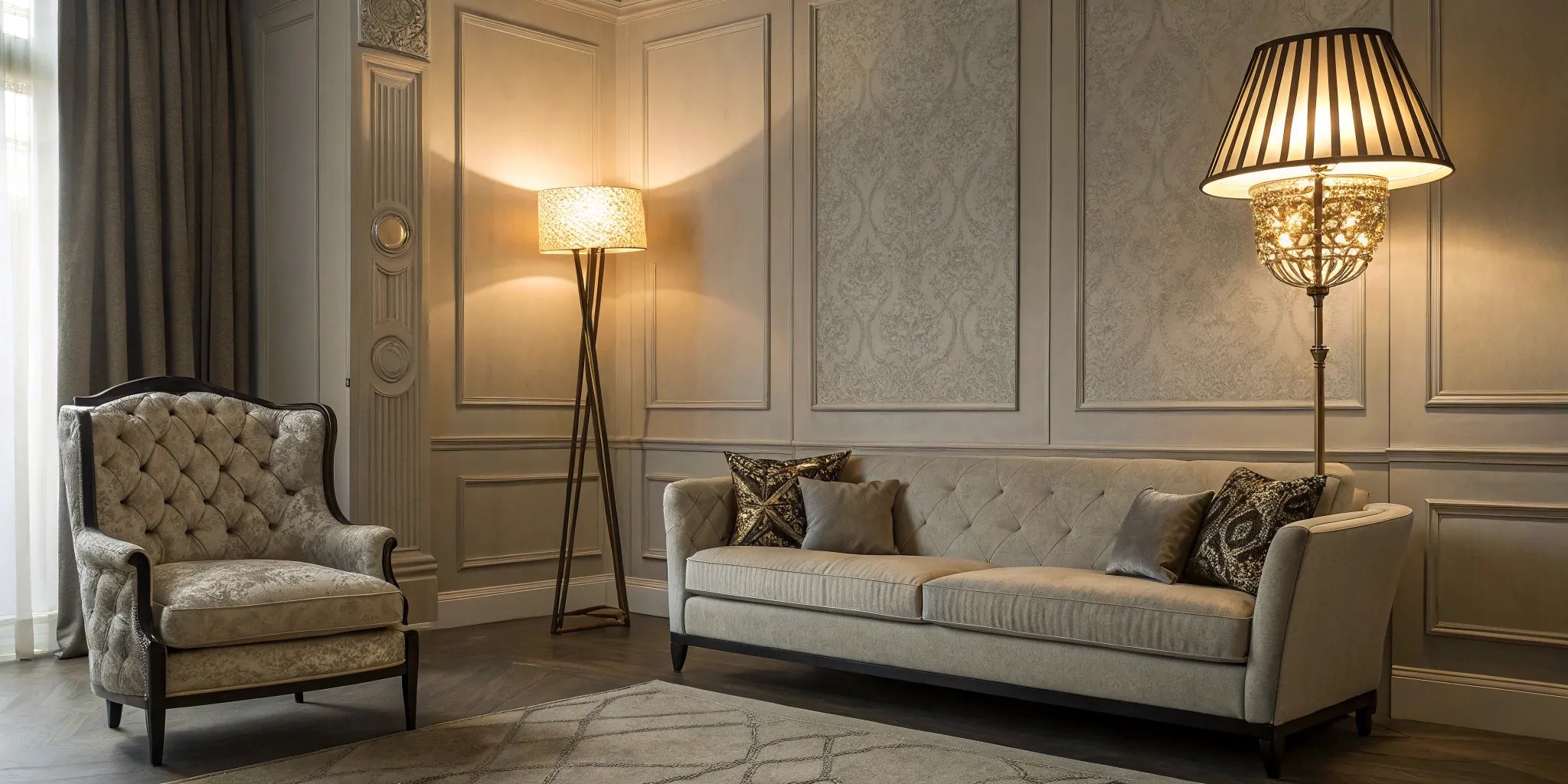 2025 lighting trends: Warm, ambient living room lighting.