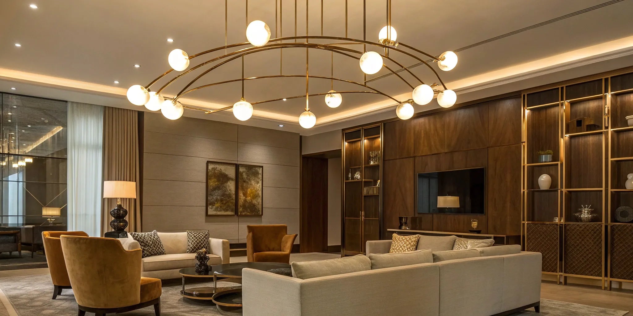 Multi-arm pendant light fixture.