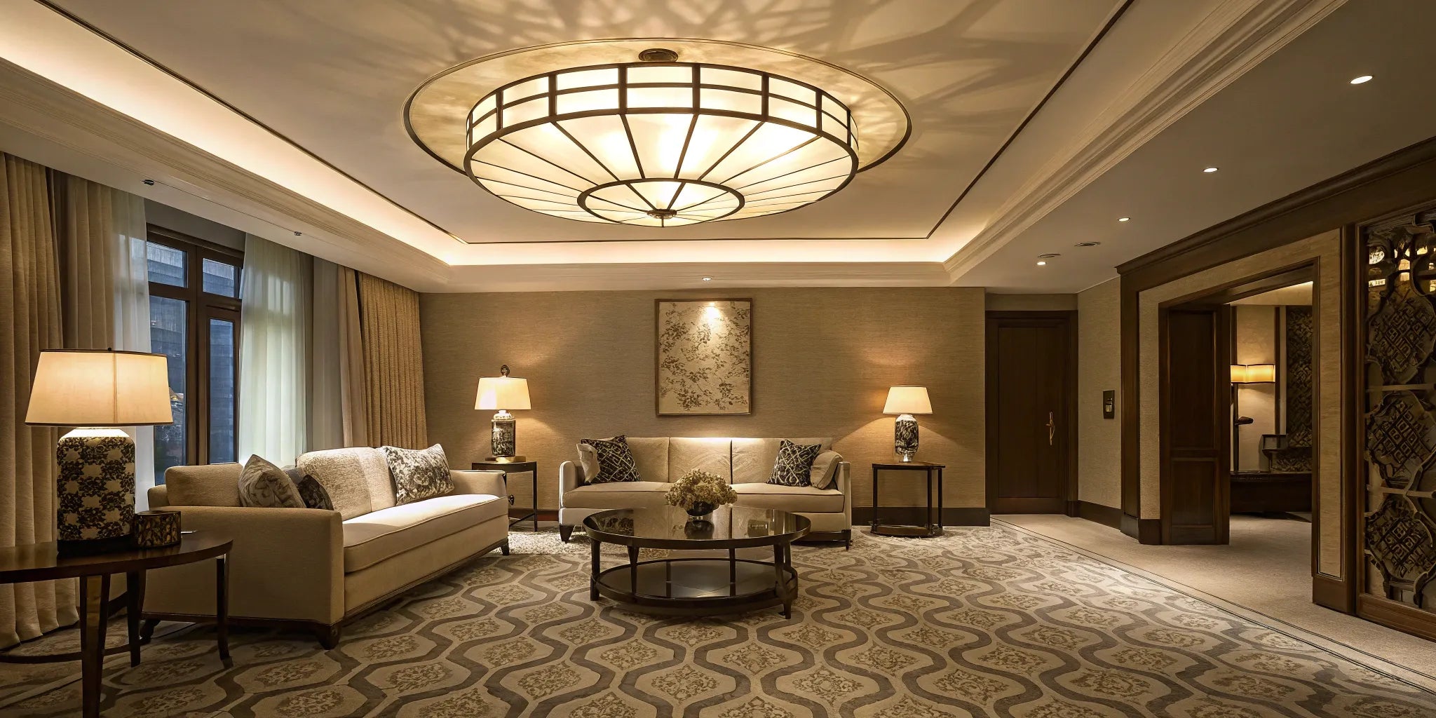 Ceiling flush mount light fixture.