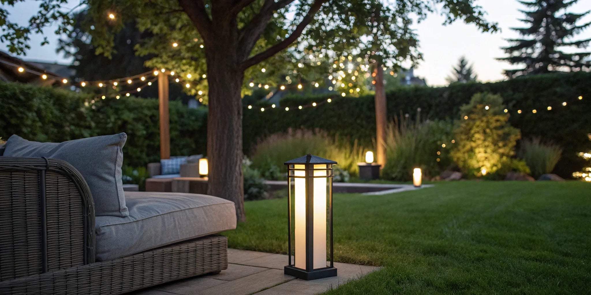 Thermacell lantern providing gentle light on a patio.
