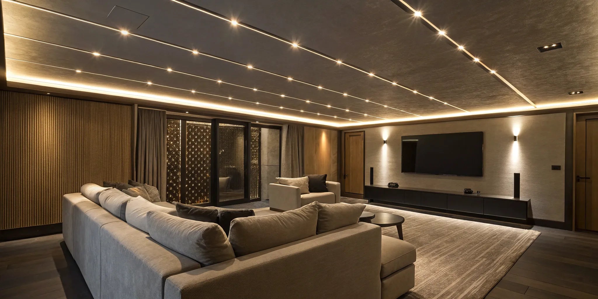 Sleek track lights illuminate a stylish space.
