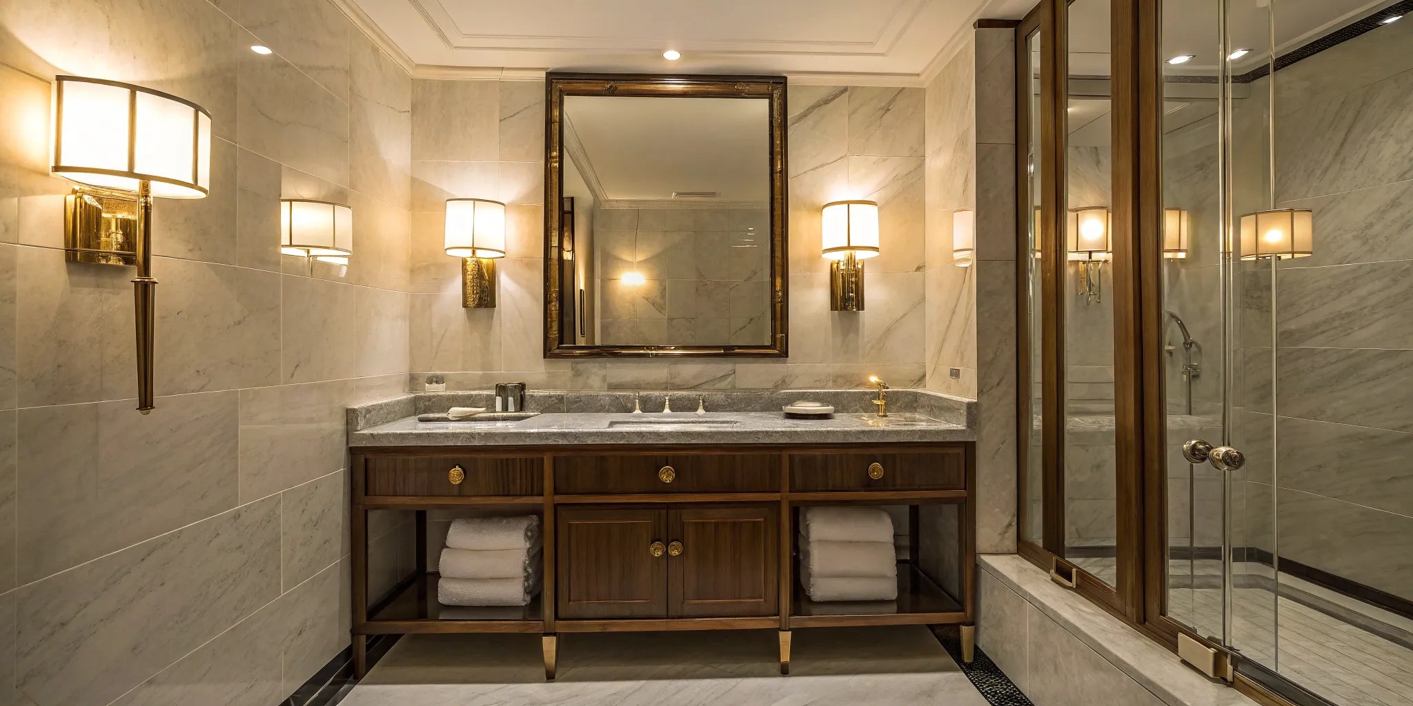 Bathroom vanity lights mounted at the ideal height.