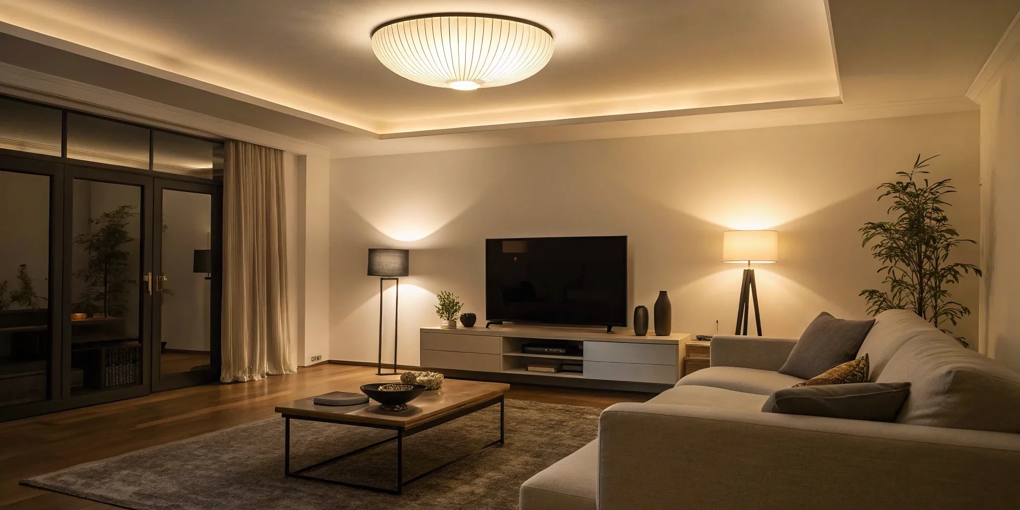 Stylish plug-in ceiling light fixture.