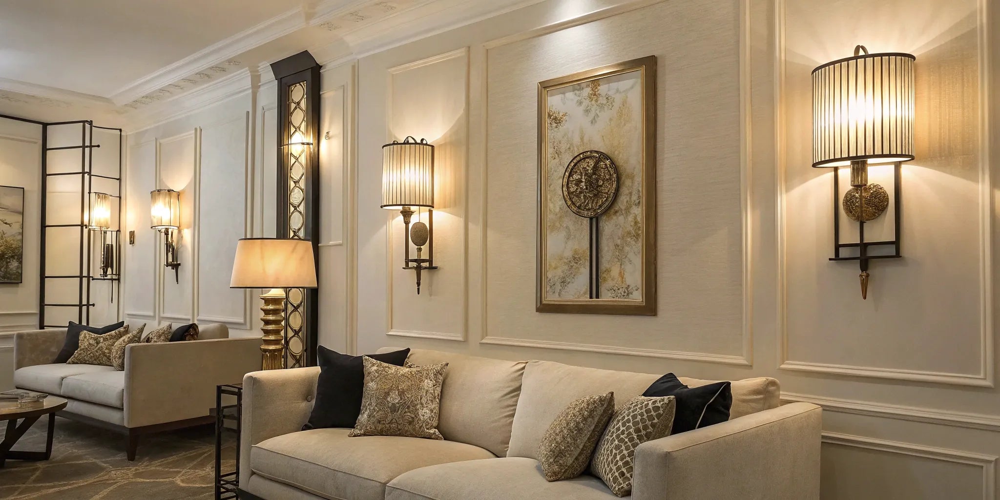 Wall light in cozy living room.