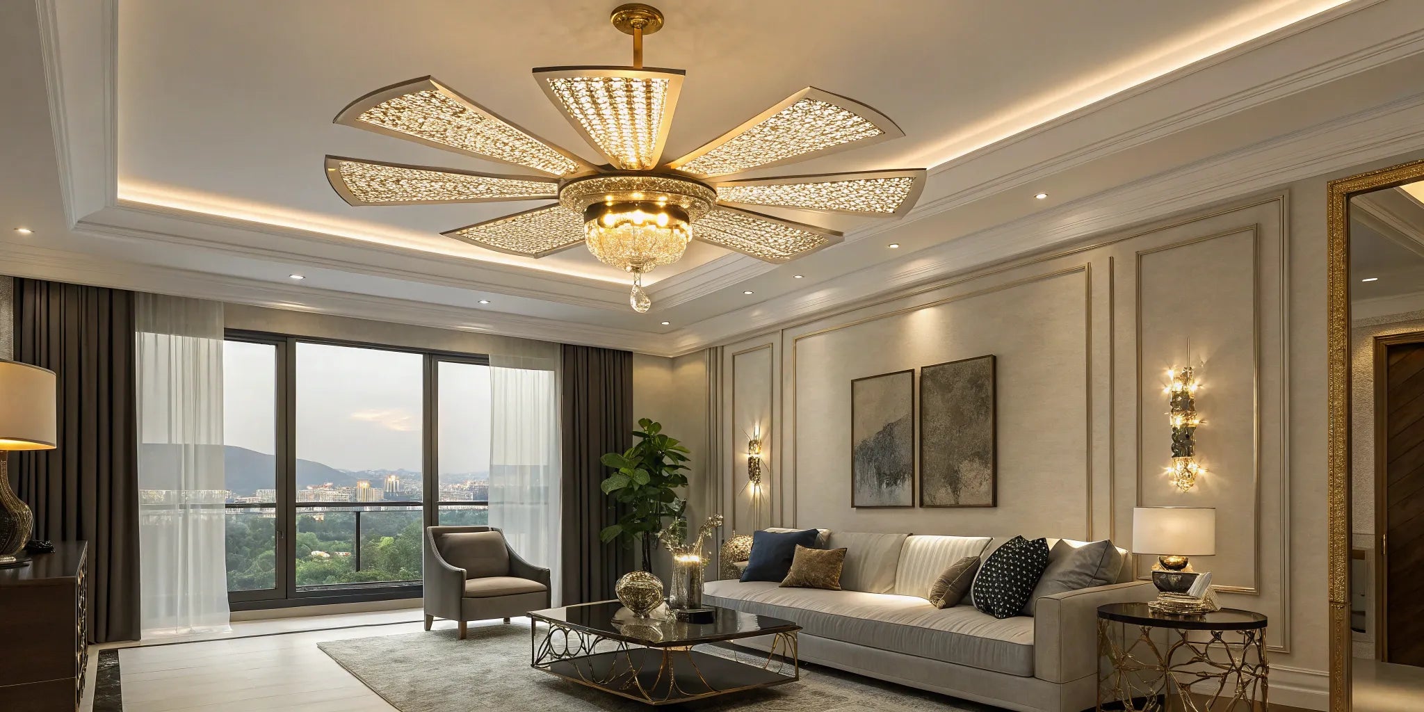 Ceiling fan with lights.